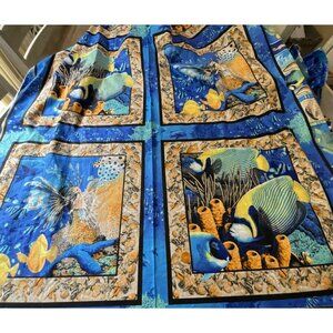 Springs Industries Fabric Coral Sea 6730 Angel Fish Reef Ocean Squares 6.4 Yd